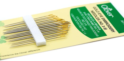 Clover Gold Eye Embroidery Needles Size 3-9 - 16 Pack