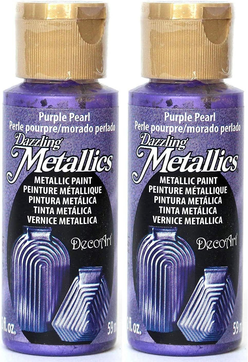 DecoArt 2-Pack Dazzling Metallics Acrylic Colors - Purple, 2-Ounces Each