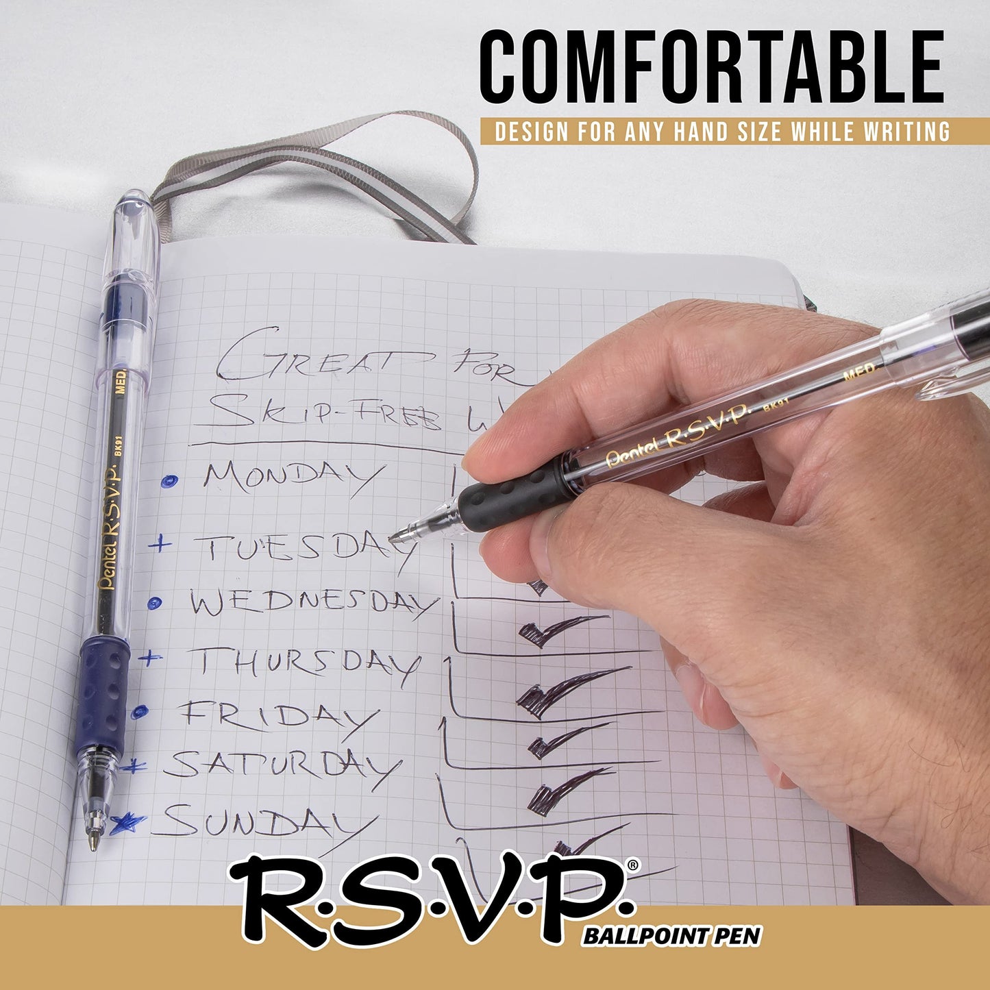 Pentel R.S.V.P. Ballpoint Pen, Medium Line, Red Ink, 2/Pack (BK91BP2B)