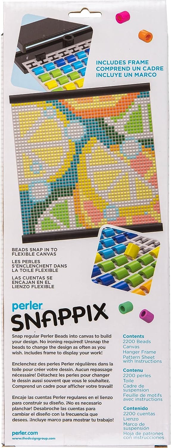 Perler Snappix No-Iron Fuse Bead Craft Kit for Kids, 12" x 12", Multicolor 2203 Piece