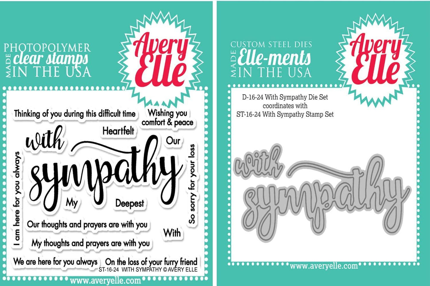 Avery Elle- With Sympathy Stamp and Die Set