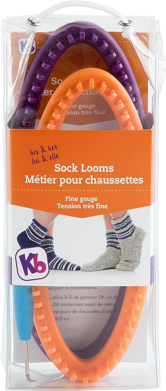 Authentic Knitting Board His and Her Sock Looms, Purple/Orange