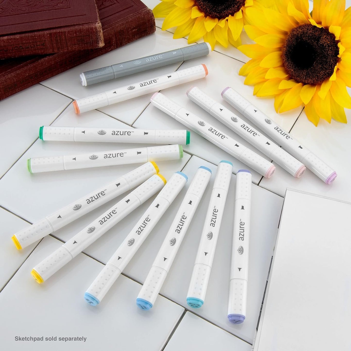 Royal & Langnickel Azure, 13pc Dual-Tip, Alcohol Based Marker Set, Includes - 12 Markers & 1 Blender, Spring Colors