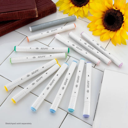 Royal & Langnickel Azure, 13pc Dual-Tip, Alcohol Based Marker Set, Includes - 12 Markers & 1 Blender, Spring Colors