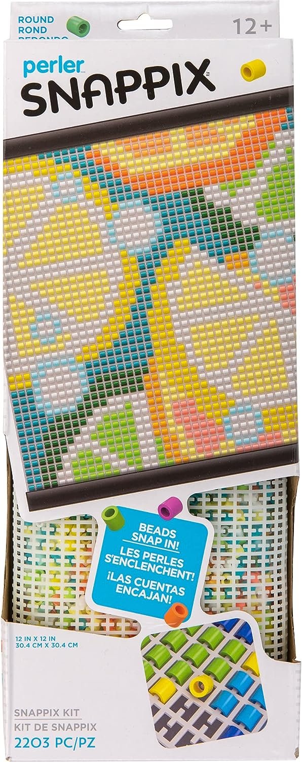 Perler Snappix No-Iron Fuse Bead Craft Kit for Kids, 12" x 12", Multicolor 2203 Piece