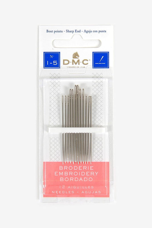 DMC 1765-1/5 Embroidery Hand Needles, 12-Pack, Size 1-5
