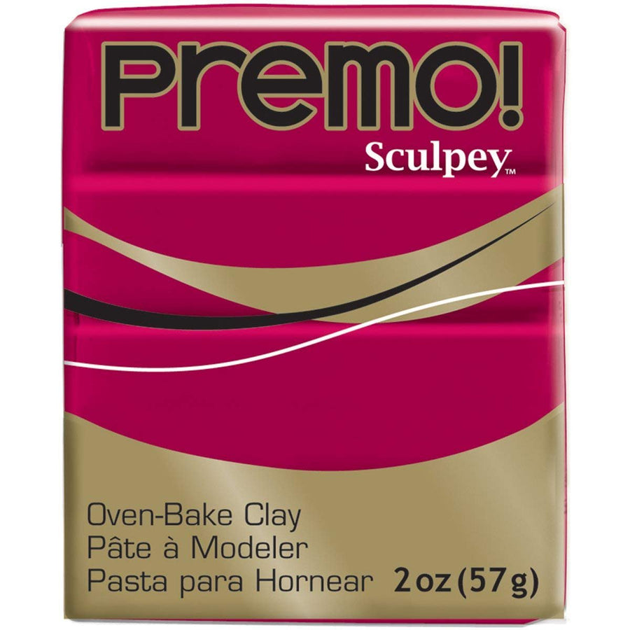 Sculpey Premo Polymer Oven-Bake Clay, Alizarin Crimson Hue, Non Toxic, 2 oz. bar, Great for jewelry making, holiday, DIY, mixed media and home décor projects