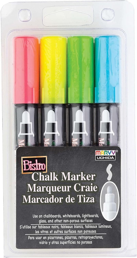 UCHIDA 480-C-F4 Marvy Broad Point Tip Fluorescent Bistro Chalk Marker, Green
