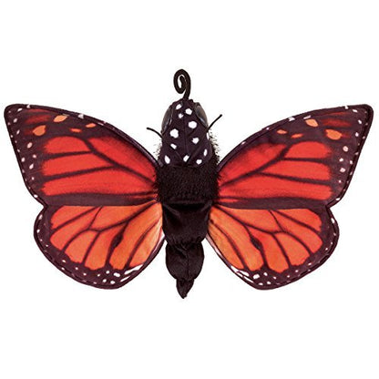 Folkmanis Monarch Life Cycle Reversible Hand Puppet Plush, 8", Red-Orange/Purple/Black