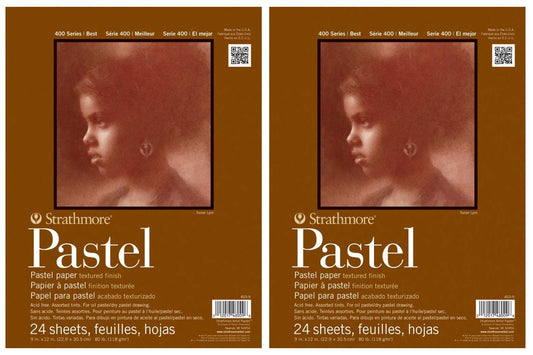 2-Pack - Strathmore 400 Series Pastel Pad, Assorted Colors, 9"x12" Glue Bound, 24 Sheets Each.