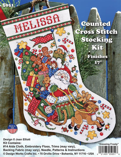Tobin Santa Sleigh Cross Stitch Stocking Kit, 17" Long, 17" Long 14 Count