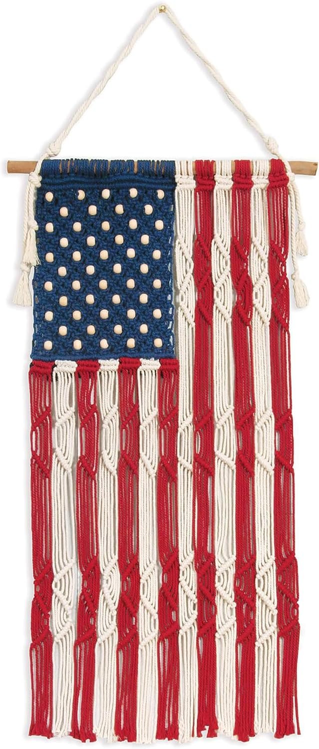 Solid Oak Make-Rame Macrame Wall Hanging Old Glory Kit