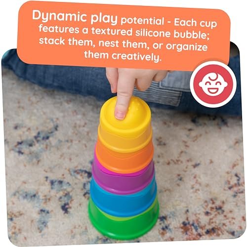 Fat Brain Toys Dimpl Stack - Popping Stack & Nest Sensory Toy for Toddlers