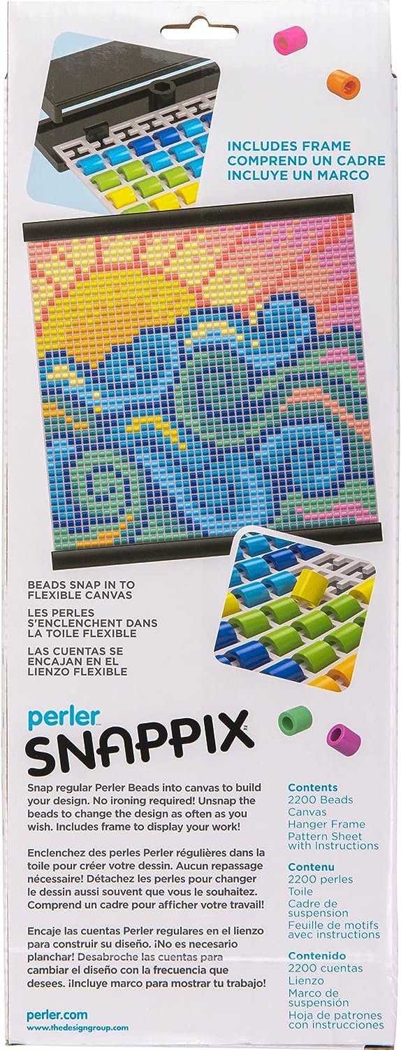 Perler Snappix No-Iron Fuse Bead Craft Kit for Kids, 12" x 12", Multicolor 2203 Piece