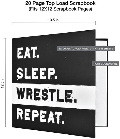 MCS Expandable 10-Page Sports Scrapbook Album with 12 x 12 Inch Pages, 13.5 x 12.5 Inch, Wrestle