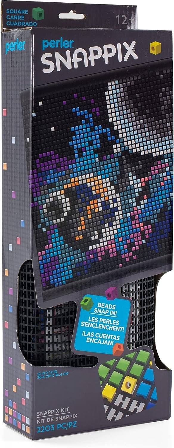 Perler Snappix No-Iron Fuse Bead Craft Kit for Kids, 12" x 12", Multicolor 2203 Piece