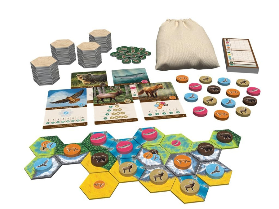 Alderac Entertainment Group (AEG) Cascadia, Award-Winning Board Game Set in Pacific Northwest, Build Nature Corridors, Attract Wildlife, Ages 10+, 1-4 Players, 30-45 Min, FlatOut Games