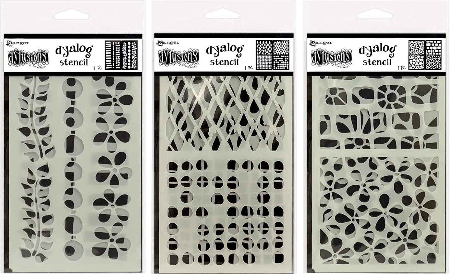 Dyan Reaveley's Dylusions Dyalog Stencils - Border It, Doodle It and Stencil It - 3 Dyalog Journal Planner Items