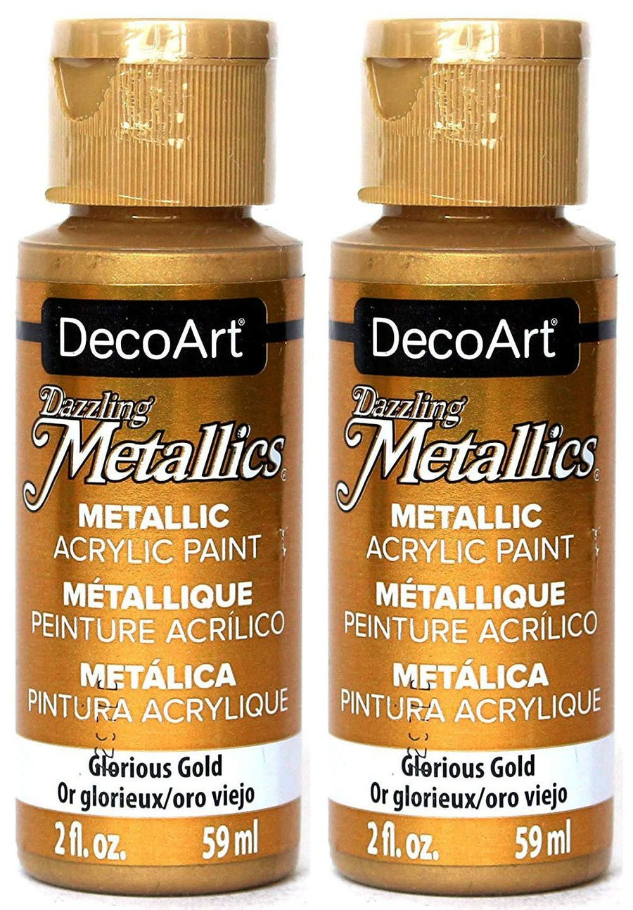 2-Pack - DecoArt Dazzling Metallics Acrylic Colors - Glorious Gold, 2-Ounces Each