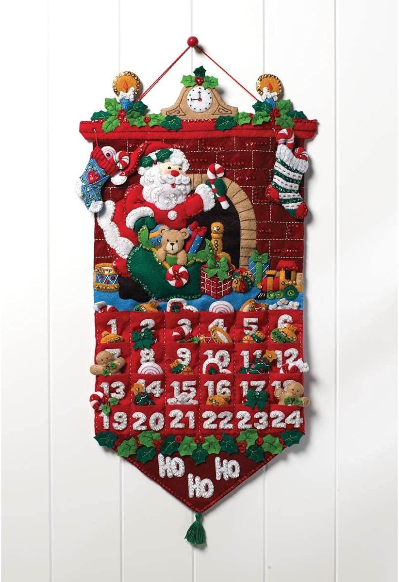 Bucilla Felt Applique Advent Calendar Kit, 13 by 25-inch, 86312 Must Be Santa