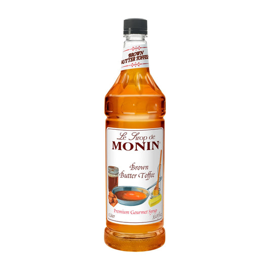 Monin - Brown Butter Toffee Syrup, Buttery-Smooth Flavor with Rich Nutty Aroma, Great for Lattes, Milkshakes, and Iced Coffees, Gluten-Free, Vegan, Non-GMO (1 Liter, 33.8 oz)