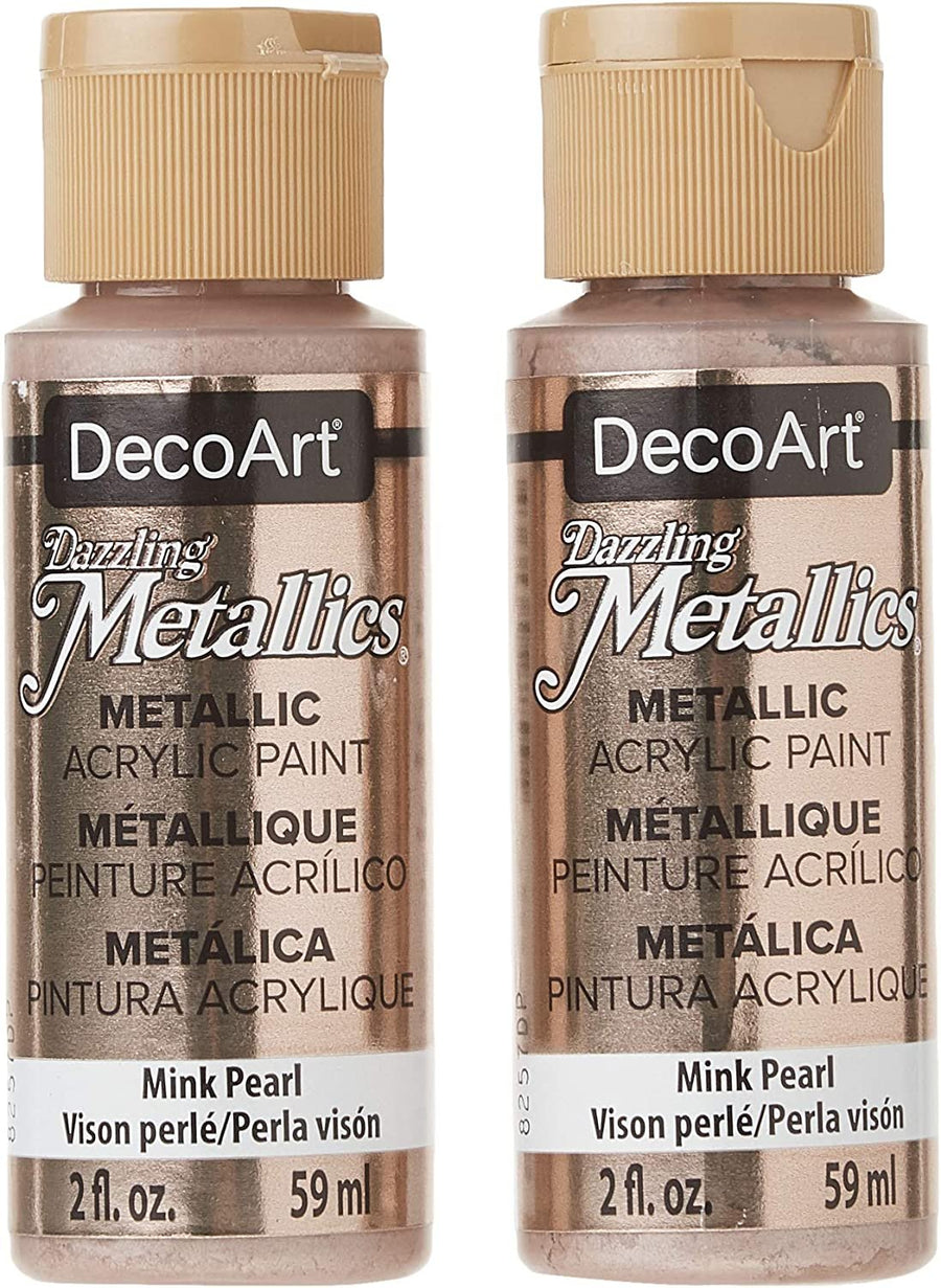 DecoArt 2-Pack Dazzling Metallics Acrylic Colors - Mink Pearl, 2-Ounces Each