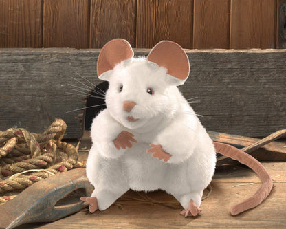 Folkmanis Mouse Hand Puppet, White