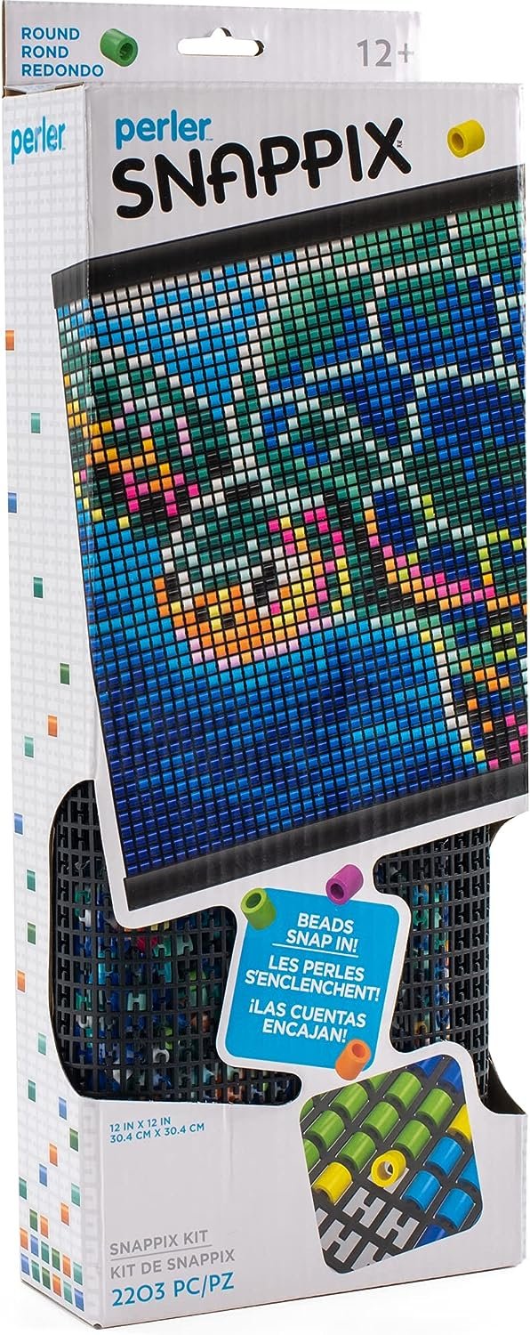 Perler Snappix No-Iron Fuse Bead Craft Kit for Kids, 12" x 12", Multicolor 2203 Piece