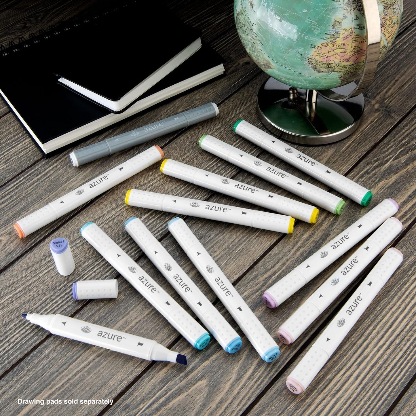 Royal & Langnickel Azure, 13pc Dual-Tip, Alcohol Based Marker Set, Includes - 12 Markers & 1 Blender, Spring Colors