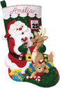 Bucilla Felt Applique 18" Stocking Making Kit, Santa and Friends, Perfect for DIY Arts and Crafts, 89330E