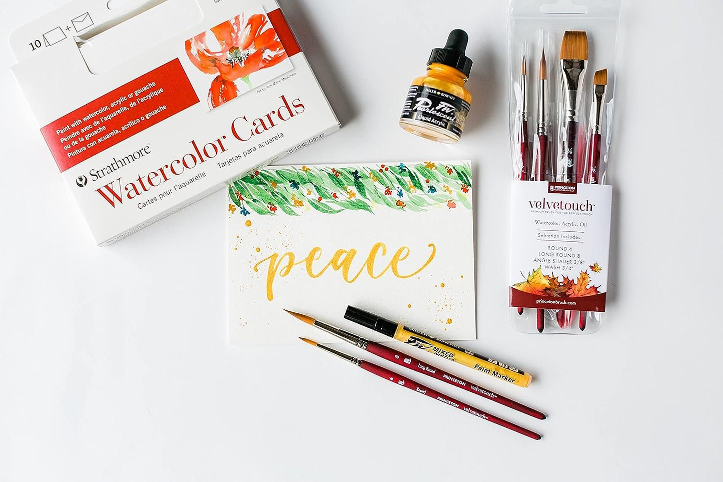 Princeton Velvetouch, Mixed-Media Brushes for Acrylic, Oil, Watercolor Series 3950, 4-Piece Professional Set 100