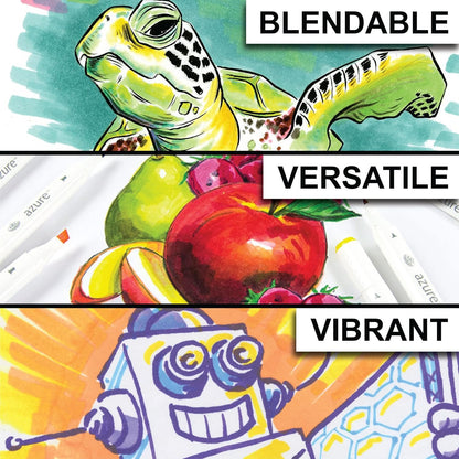 Royal & Langnickel Azure, 13pc Dual-Tip, Alcohol Based Marker Set, Includes - 12 Markers & 1 Blender, Seashore Colors