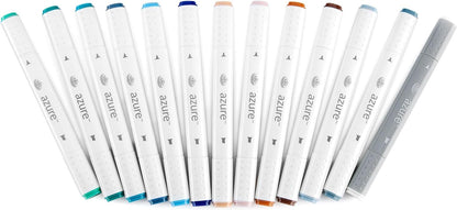 Royal & Langnickel Azure, 13pc Dual-Tip, Alcohol Based Marker Set, Includes - 12 Markers & 1 Blender, Seashore Colors