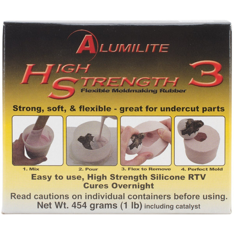 Alumilite High Strength 3 Tin-Based Silicone Rubber Molding [1 lb 2 Part Kit] 10:1 Ratio Liquid Mix with Catalyst | DIY Making & Casting Resin of One-Piece Flexible Molds with Deep Undercuts