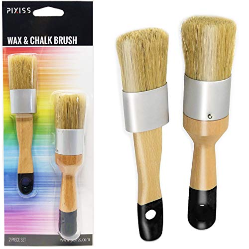 Chalk Furniture Paint Brushes for Furniture Painting, Milk Paint, Wax, Stencil Brushes, Home Furniture Paint - 2 Piece Round Chalked Paint Brushes Set