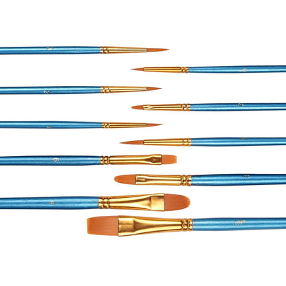 PIXISS Assorted Acrylic Paint Brushes - 10PC
