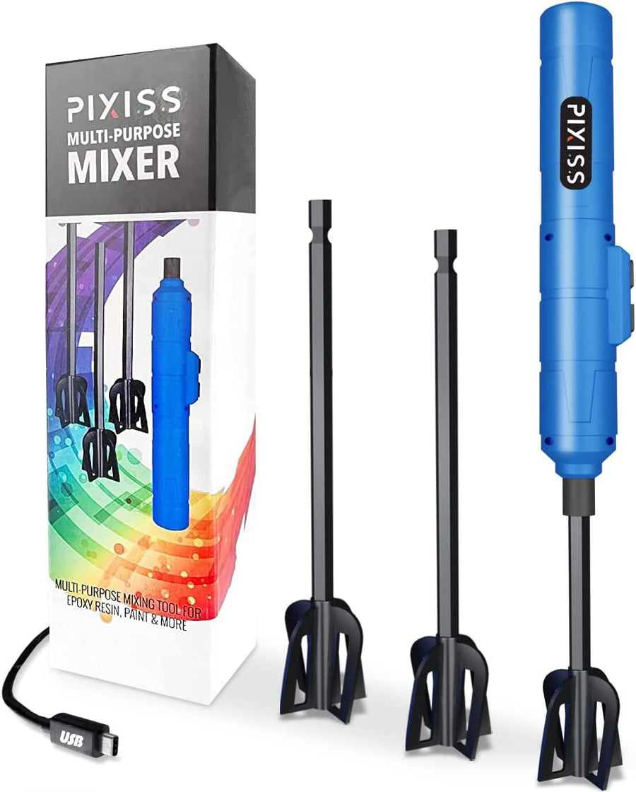 Pixiss Premium Resin Mixer, Handheld Rechargeable Epoxy Mixer 6 Paddles  Included