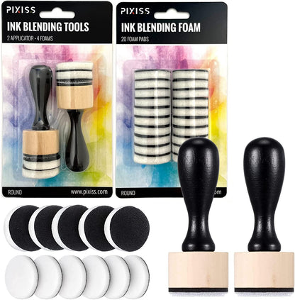 Pixiss Mini Ink Blending Tools - Round (Mini Ink Blending Tool with Added Replacement Foams)