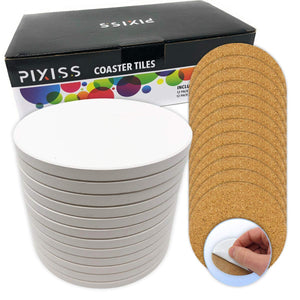 PIXISS Round & Square Ceramic Tile/ Coaster Set - 24PC – Pixiss