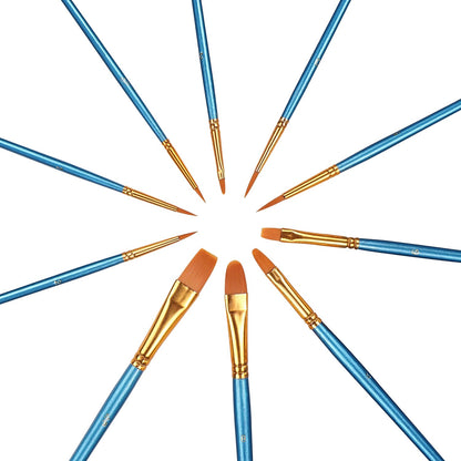 PIXISS Assorted Acrylic Paint Brushes - 10PC