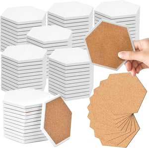 PIXISS Hexagon Ceramic Coasters with Cork Backing - 100