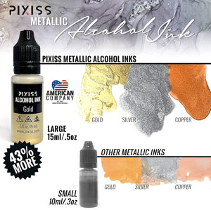 PIXISS Shimmering Metallic & Gemstone Alcohol Ink Set - 10 Inks