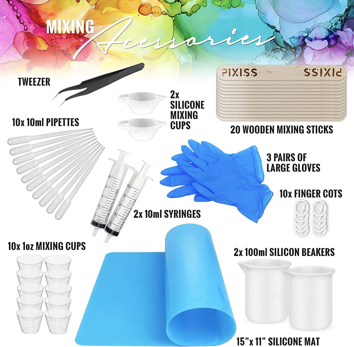 PIXISS Diamond Resin Starter Kit - 17oz. Epoxy Resin & Accessories