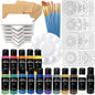 PIXISS DIY Square Coaster/Tiles Kit with Acrylic Paint, Stencils & Brushes