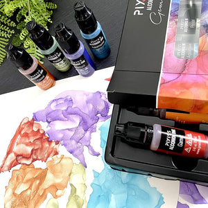 PIXISS Shimmering Metallic & Gemstone Alcohol Ink Set - 10 Inks