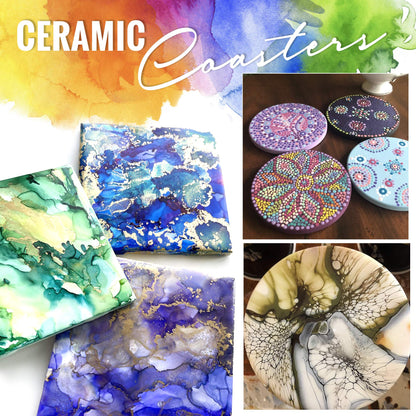 PIXISS Round & Square Ceramic Tile/ Coaster Set - 24PC