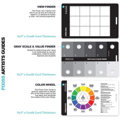 PIXISS Artists View Finder, Color Wheel, Greyscale Value Finder and Measuring Lanyard