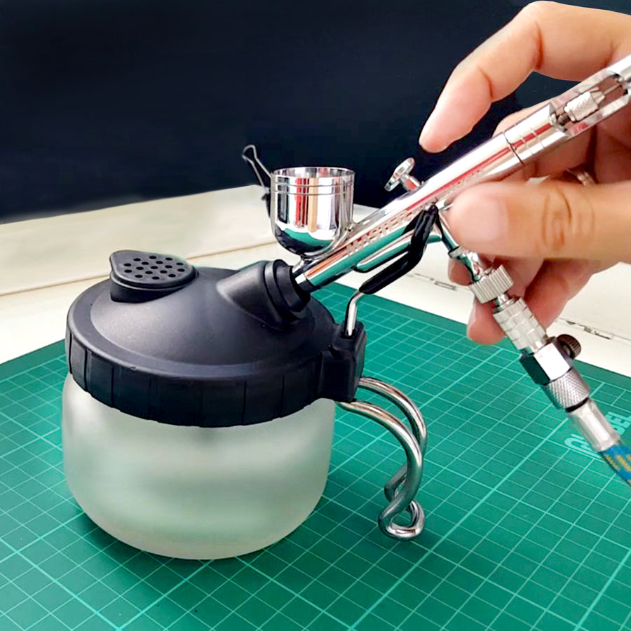 KKmoon Airbrush Cleaning Pot Glass Air Brush Holder Clean Paint