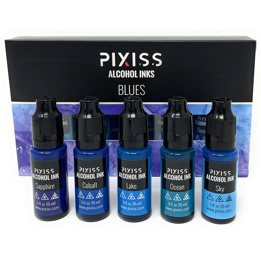 PIXISS Alcohol Ink Set of 5 - Brilliant Blues Hues