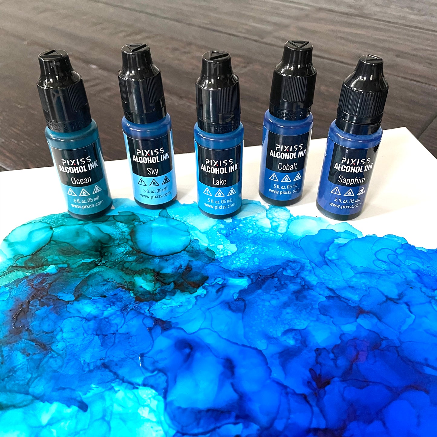 PIXISS Alcohol Ink Set of 5 - Brilliant Blues Hues